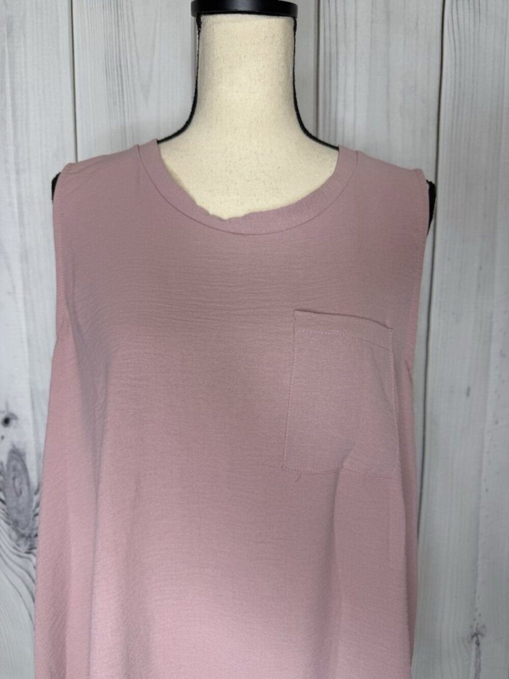 Cotton Bleu Pale Mauve Scoop Neck Tank Top Sleeveless Sz L Pocket - Picture 2 of 13